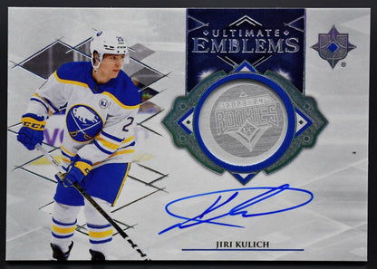 2023-24 UD Utimate Emblems Jiri Kulich 710 Buffalo Sabres RC Auto