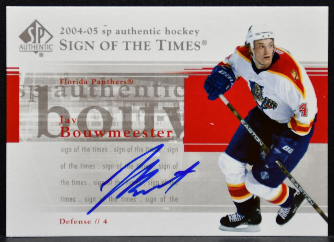 2004-05 SP Authentic Sign of the Times Jay Bouwmeester ST-JB Panthers Auto 9588