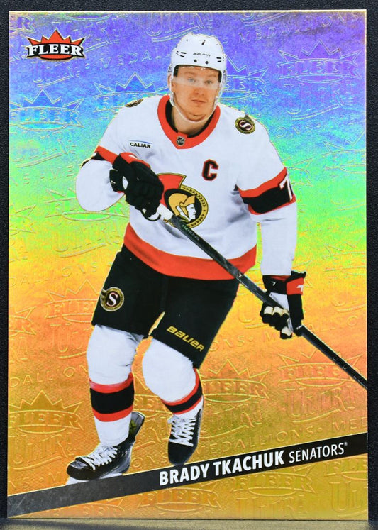 2025-26 Fleer Ultra Medallions Gold Brady Tkachuk M-6 Senators 121/200 5879