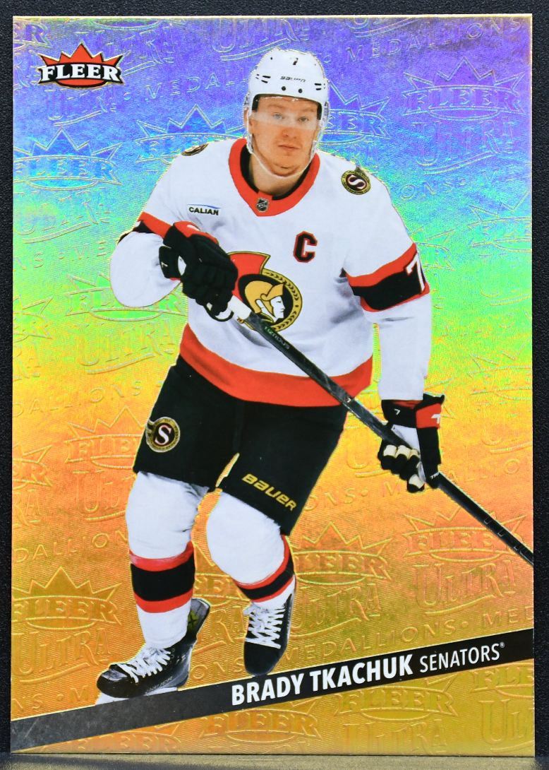 2025-26 Fleer Ultra Medallions Gold Brady Tkachuk M-6 Senators 121/200 5879