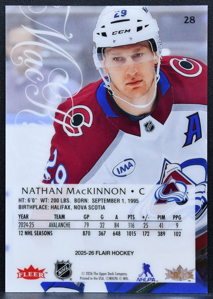 2025-26 Flair Nathan MacKinnon 28 Colorado Avalanche 4346