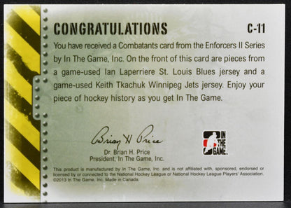 2013-14 In The Game Enforcers Laperriere/Tkachuk Jersey 6531