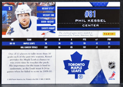 2010-11 Panini Limited Jersey Phil Kessel 5 Toronto Maple Leafs Jersey 8666