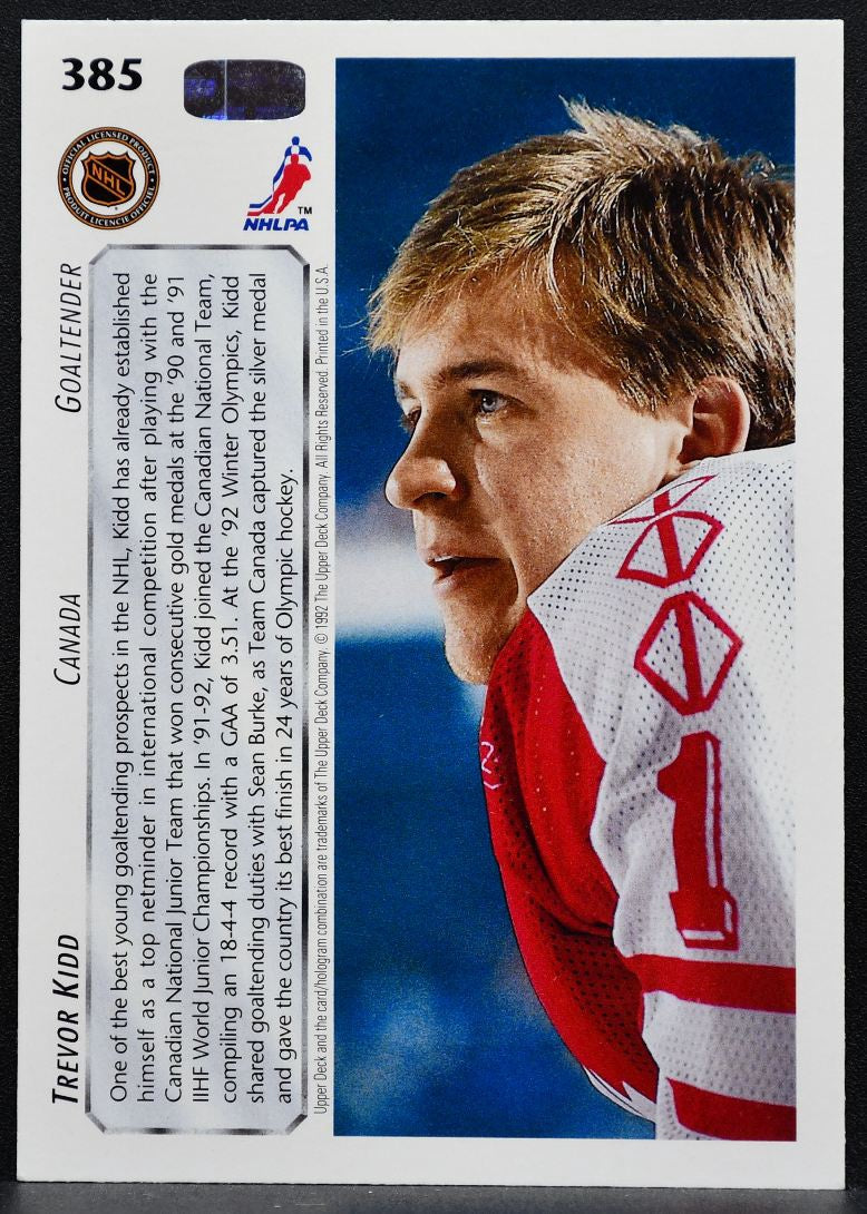 1992-93 Upper Deck Auto Trevor Kidd 385 Canada Auto 7620