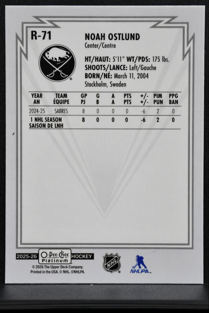 2025-26 O-Pee-Chee Platinum Retro Rookie Noah Ostlund Buffalo Sabres RC 4403