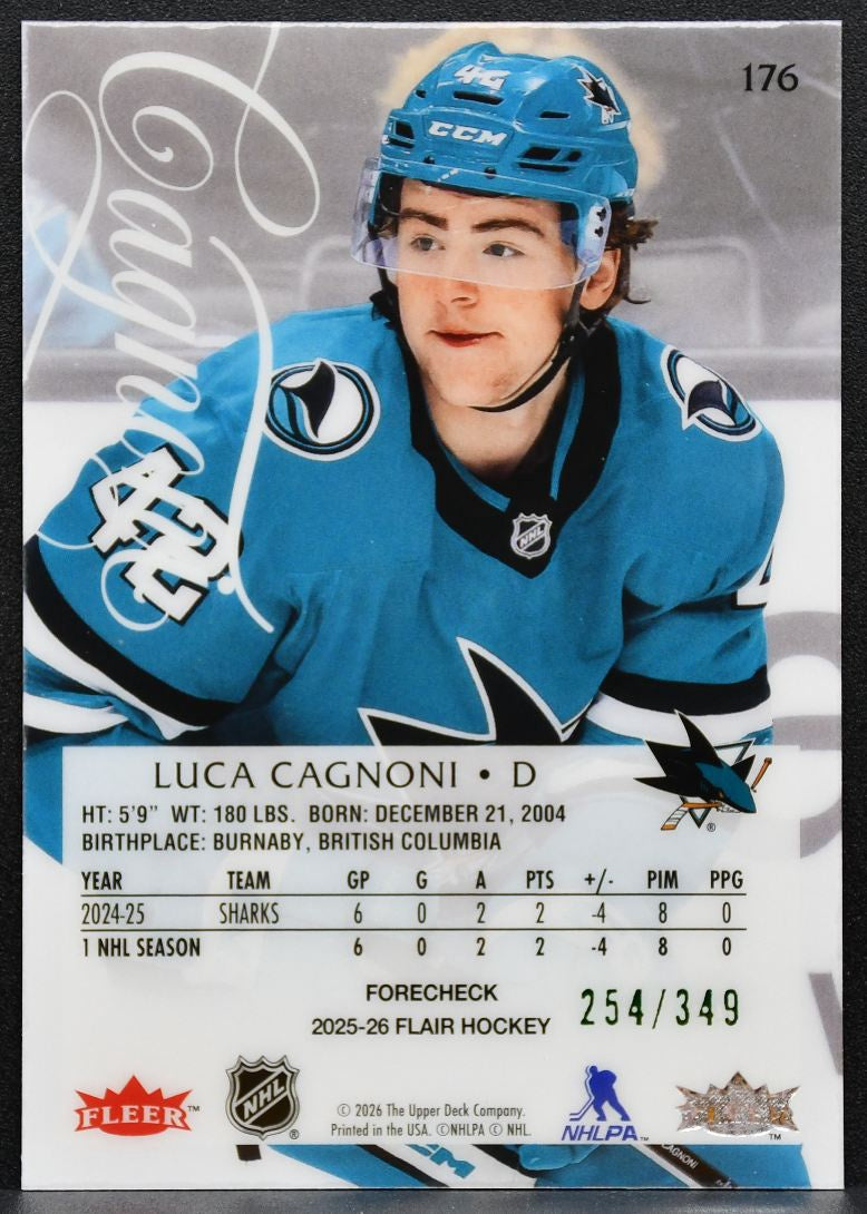 2025-26 Flair Image B Variant Luca Cagnoni 176 San Jose Sharks 254/349 4643