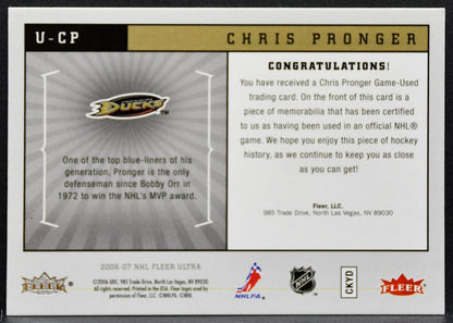 2006-07 Fleer Ultra Uniformity Chris Pronger U-CP Anaheim Ducks Jersey 3011