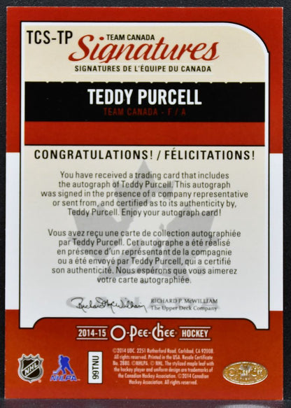2014-15 O-Pee-Chee Team Canada Signatures Purcell TCS-TP Canada Auto 1024