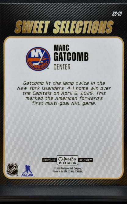 2025-26 O Pee Chee Platinum Sweet Selections Marc Gatcomb Islanders RC 7689
