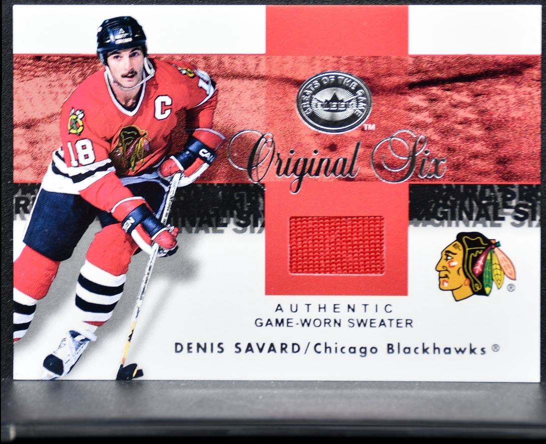 2001-02 Fleer Greats of the Game Original Six Savard Blackhawks Jersey 8747