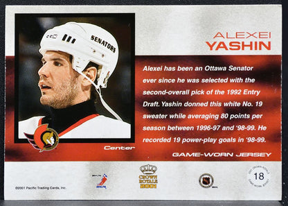 2000-01 Pacific Crown Royale Jersey Alexei Yashin Senators 221/946 Jersey 3391