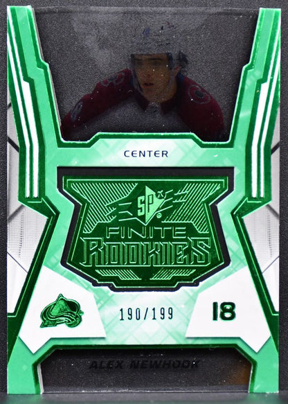 2021-22 SPx Finite Rookies Green Alex Newhook F-10 Colorado Avalanche RC 190/199 8113