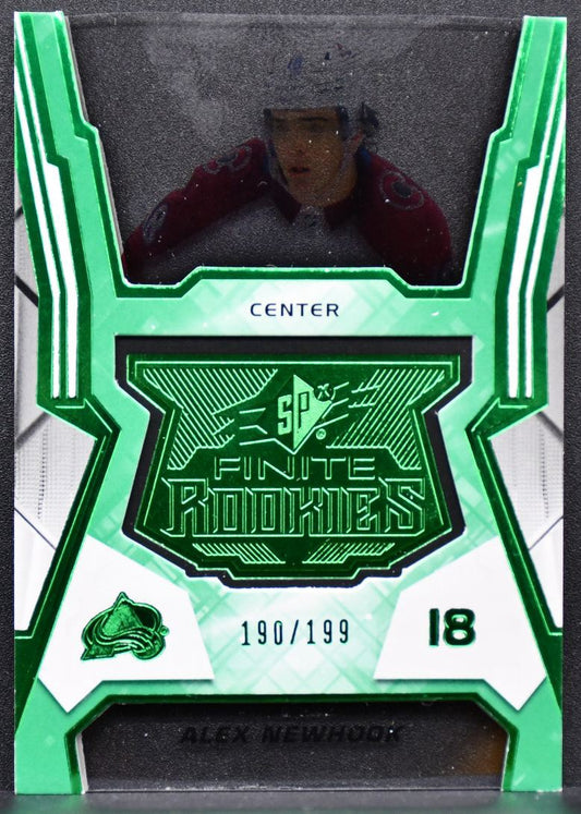 2021-22 SPx Finite Rookies Green Alex Newhook F-10 Colorado Avalanche RC 190/199 8113
