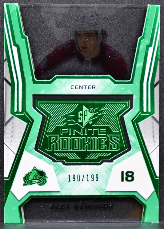 2021-22 SPx Finite Rookies Green Alex Newhook F-10 Colorado Avalanche RC 190/199 8113