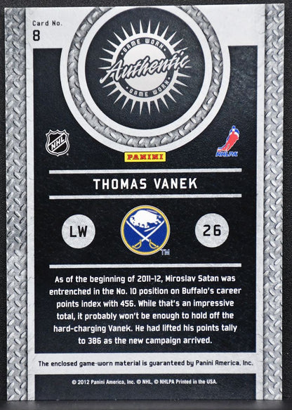 2011-12 Panini Titanium Game Worn Gear Prime Thomas Vanek 8 Sabres 18/50 Patch 4497