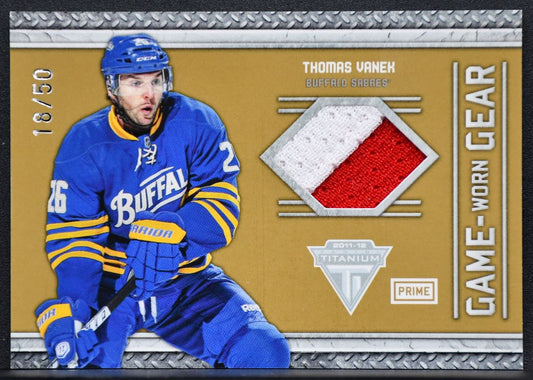 2011-12 Panini Titanium Game Worn Gear Prime Thomas Vanek 8 Sabres 18/50 Patch 4497