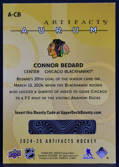2024-25 Upper Deck Artifacts Aurum Connor Bedard A-CB Chicago Blackhawks 1619