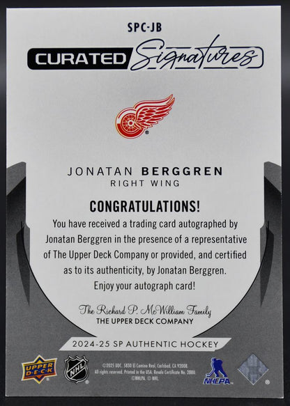 2024-25 SP Authentic Jonatan Berggren SPC-JB Detroit Red Wings Auto 226/299