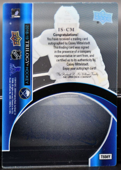2018-19 UD Trilogy Ice Scripts Casey Mittelstadt IS-CM Buffalo Sabres Auto