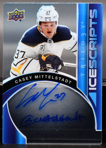 2018-19 UD Trilogy Ice Scripts Casey Mittelstadt IS-CM Buffalo Sabres Auto