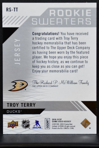 2018-19 SP Game Used Rookie Sweaters Troy Terry RC 052/199 Jersey 5647