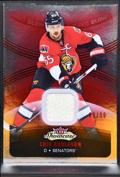 2015-16 Fleer Showcase Jersey Red Glow Erik Karlsson Senators 86/99 Jersey 9652
