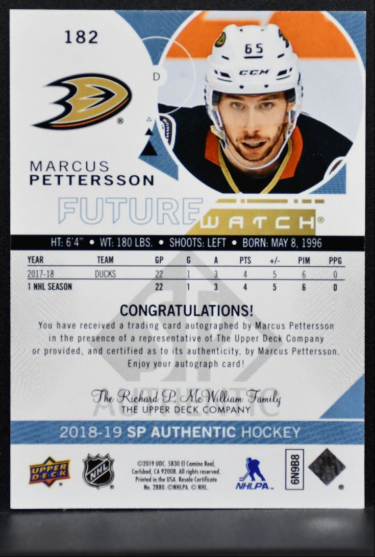 2018-19 SP Authentic FW Auto Inscriptions Pettersson RC Auto 288/999 0055