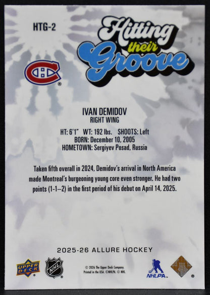 2025-26 UD Allure Hitting Thier Groove Blue Ivan Demidov HTG-2 Canadiens RC 5132