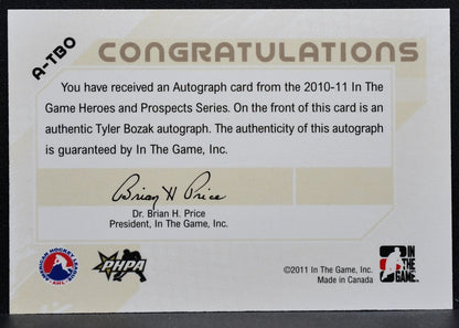 2010-11 ITG Heroes and Prospects Autograph Tyler Bozak Toronto Marlies Auto 7504