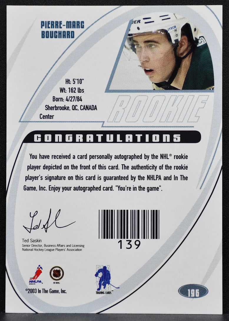 2002-03 Be a Player Signature Series Rookie Autographs Bouchard RC Auto 9848