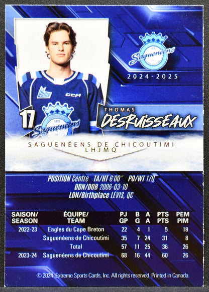 2024-25 Extreme Sagueneens de Chicoutimi Auto Thomas Desruisseaux 17 Auto 5657