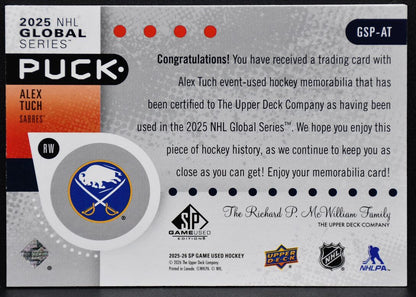 2025-26 SP Game Used Global Series Puck Relics Tuch GSP-AT Puck 2996