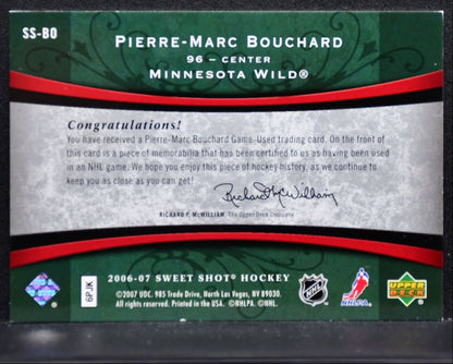 2006-07 UD Sweet Shot Stitches Pierre-Marc Bouchard Wild 188/200 Jersey 1700
