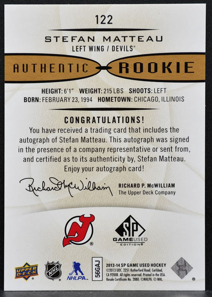 2013-14 SP Game Used Authentic Rookie Gold Autos Stefan Matteau RC Auto 8696