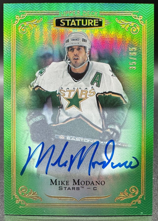 2020-21 UD Stature Update 2019-20 Mike Modano 93 Dallas Stars Auto 35/65
