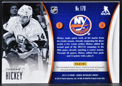 2013-14 Panini Rookie Anthology Jersey Auto Thomas Hickey 170  RC Auto 243 /249