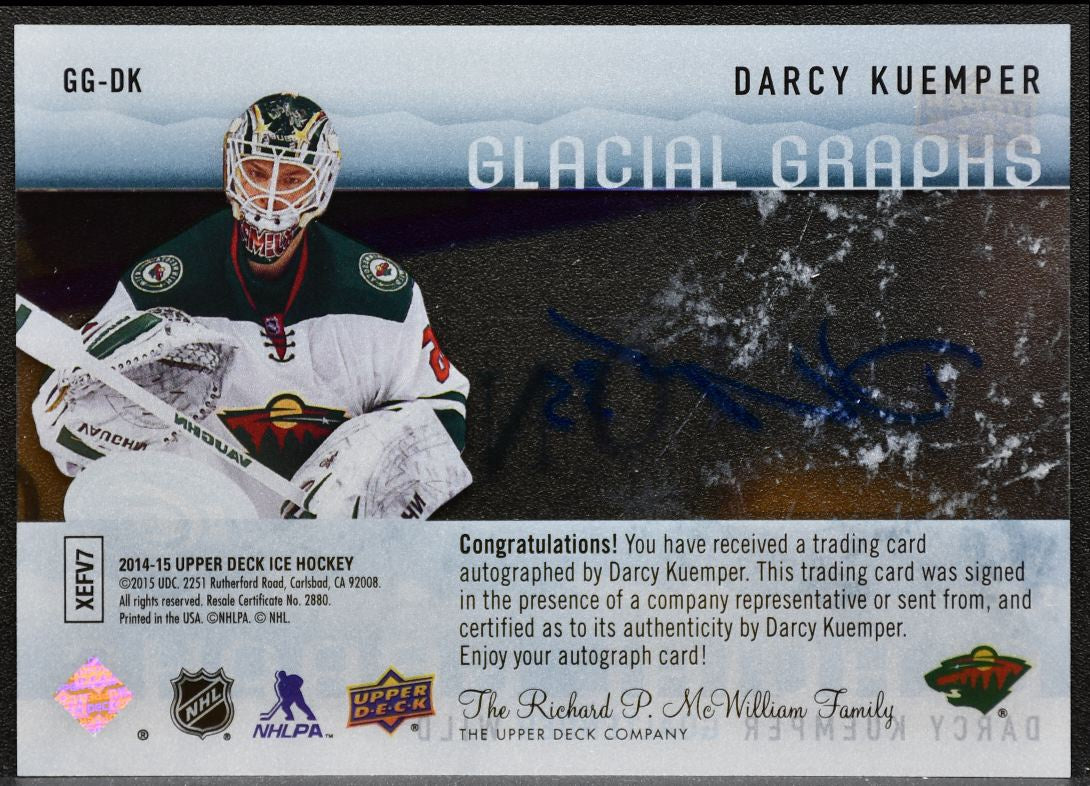 2014-15 UD Ice Glacial Graphs Darcy Kuemper GG-DK Auto 5754