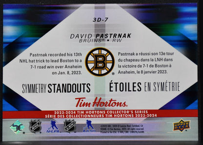 2023-24 UD Tim Hortons Symmetry Standouts David Pastrnak 3D-7 Boston Bruins 6354