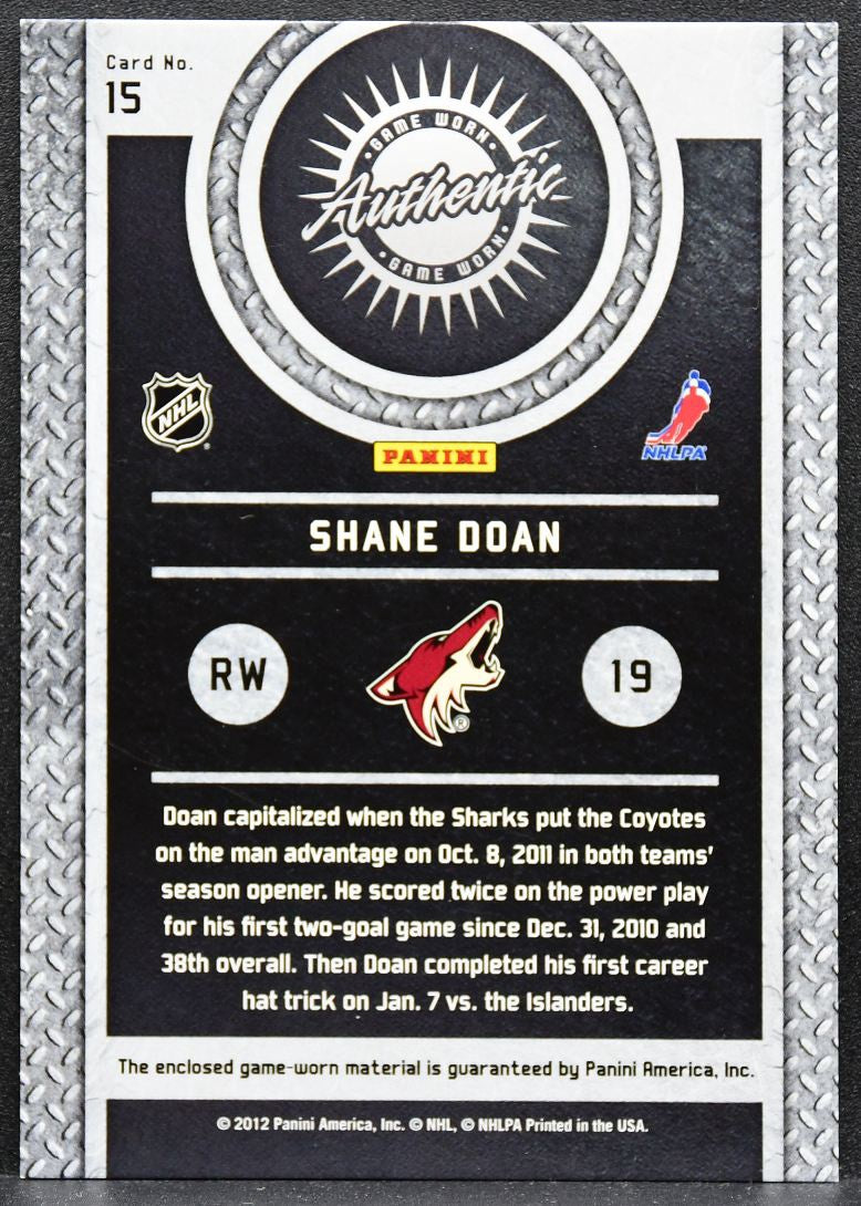 2011-12 Panini Titanium Game Worn Gear Shane Doan 15 Phoenix Coyotes Jersey 2815