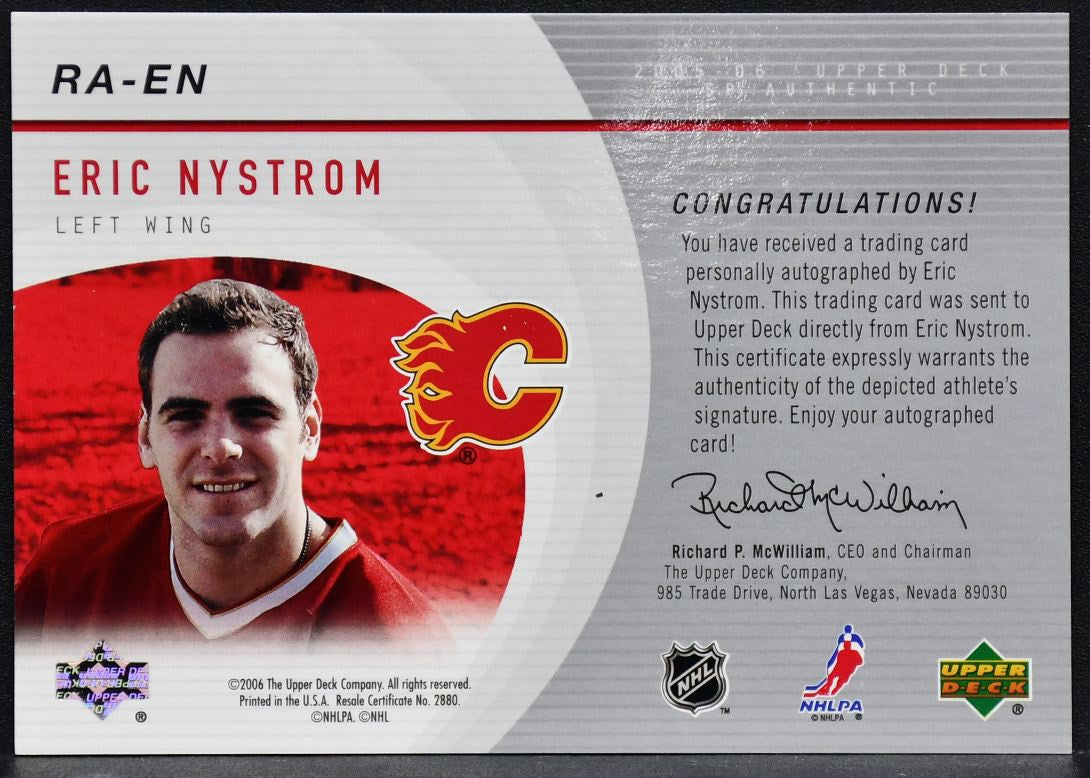 2006-07 SP Authentic Rookie Authentics Eric Nystrom RA-EN Calgary RC Auto /250
