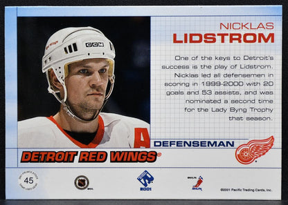 2001-02 Pacific Private Stock Jersey Nicklas Lidstrom 45 Red Wings Jersey 7769