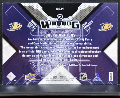 2013-14 SPx Winning Combos Cam Fowler/Corey Perry Anaheim Ducks Jersey 6330