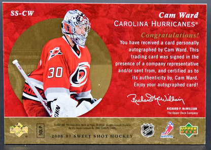 2006-07 UD Ice Signature Swatches Cam Ward SS-CW Carolina Hurricanes Auto