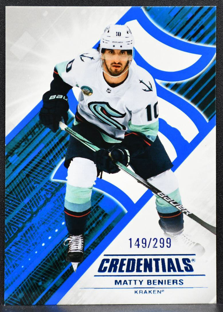 2024-25 Upper Deck Credentials Blue Matty Beniers 65 Seattle Kraken 149/299 1381