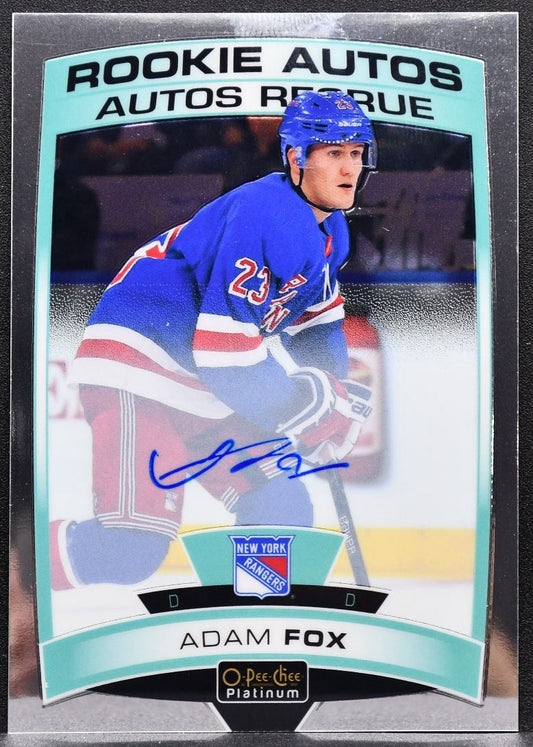 2019-20 O-Pee-Chee Platinum Rookie Autos Adam Fox R-AF Rangers RC Auto 7269
