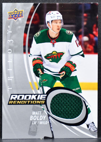 2022-23 Upper Deck Trilogy Rookie Renditions Matt Boldy Wild RC Jersey 7805