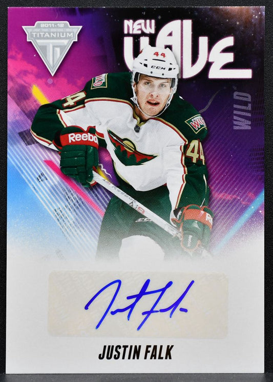 2011-12 Panini Titanium New Wave Autographs Justin Falk 36 Wild RC Auto 7226