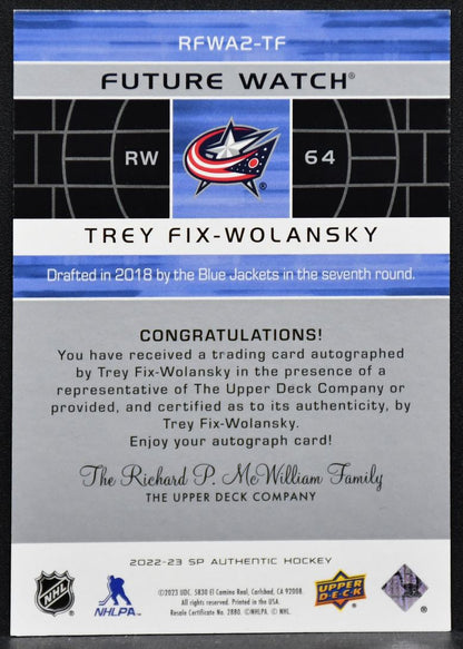 22-23 SP Authentic 02-03 Retro FW Auto Fix-Wolansky Blue Jackets RC /399 5310