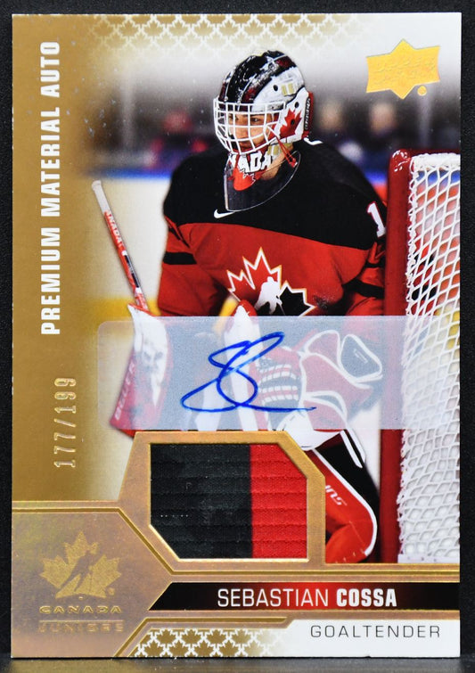 2022-23 UD Team Canada Juniors Premium Material Auto Sebastian Cossa 9 177/199