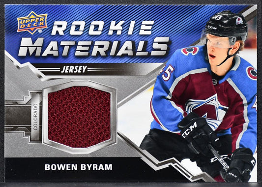 2020-21 UD Series 2 Rookie Materials Bowen Byram RM-BB Avalanche RC Jersey 3025